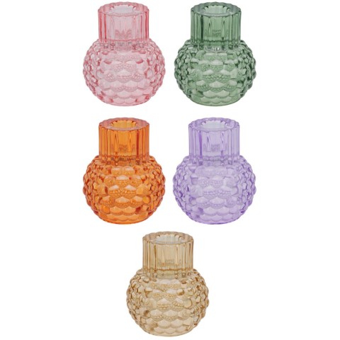 PCANDELA VETRO 9X7CM 5ASS